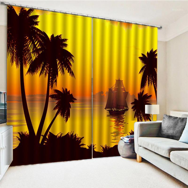

Custom any size photo yellow sunset beach 3d curtains 3d curtains new window balcony thickened windshield blackout1, As pic