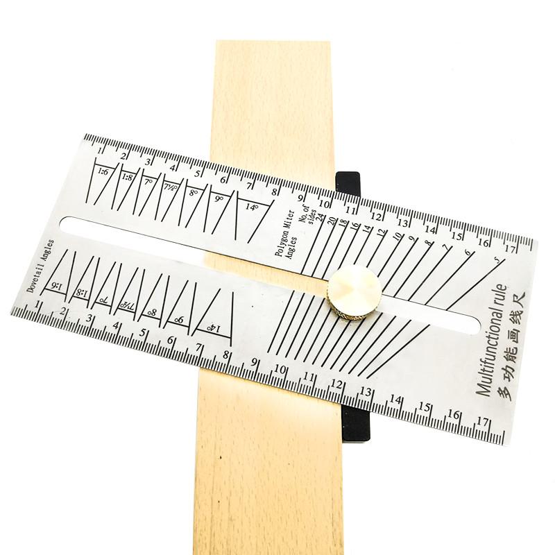 

Multi Miter Angle Ruler Woodworking Scriber Dovetail Marking Jig Marking Gauge Stainless Polygon Bevel Angles T-Ruler