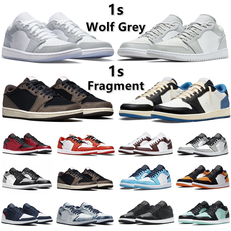 

Jumpman 1 1s low mens Retro basketball shoes Sneakers Fragment White Camo Wolf Grey Dark Mocha Paint Drip UNC Panda Royal Court Purple men women trainer sports shoe, Color#11