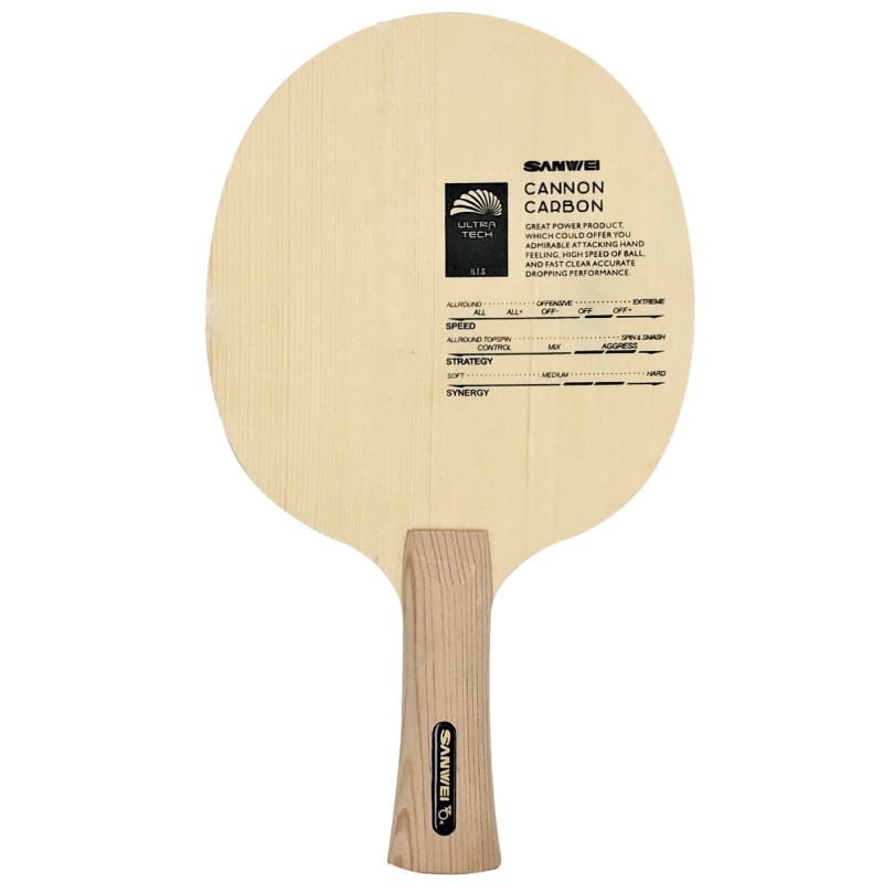 

Sanwei Cannon Carbon Table Tennis Bat Blade With Thick Hinoki Surface And 5.0 MM Kiri Core Fast Loop Ping Pong Racket Z1120