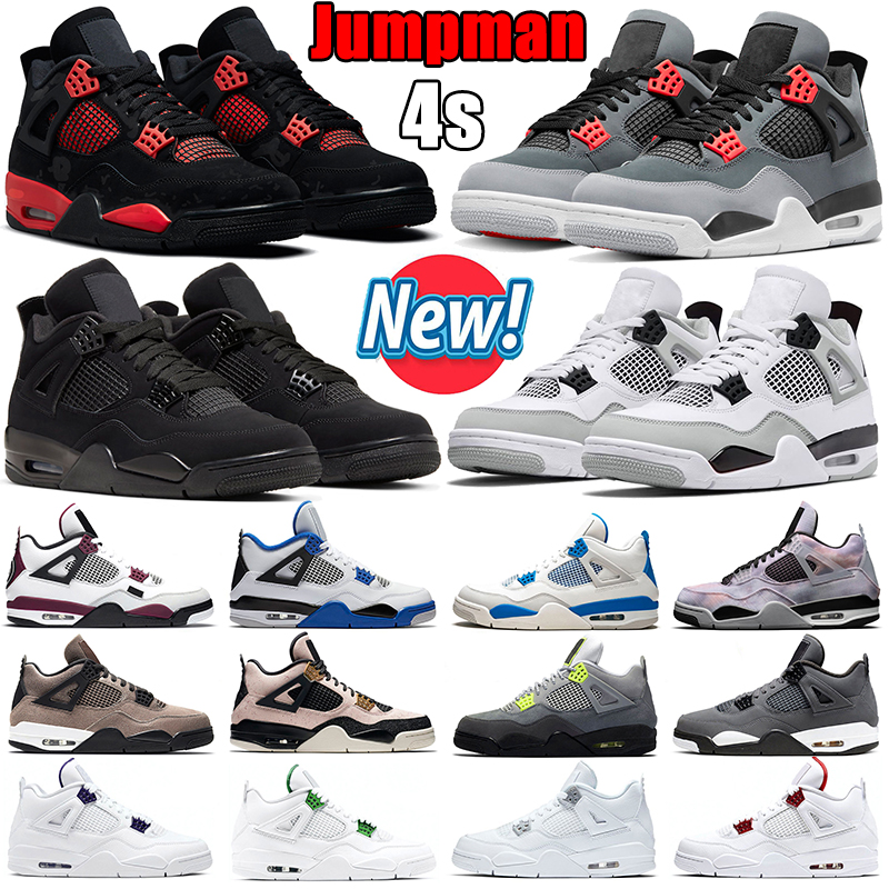

Jumpman 4 Men Basketball Shoes 4s Red Thunder Infrared Military Black Cat Cool Grey University Blue Zen Master White Oreo Neon Mens Women, #1 red thunder 36-47