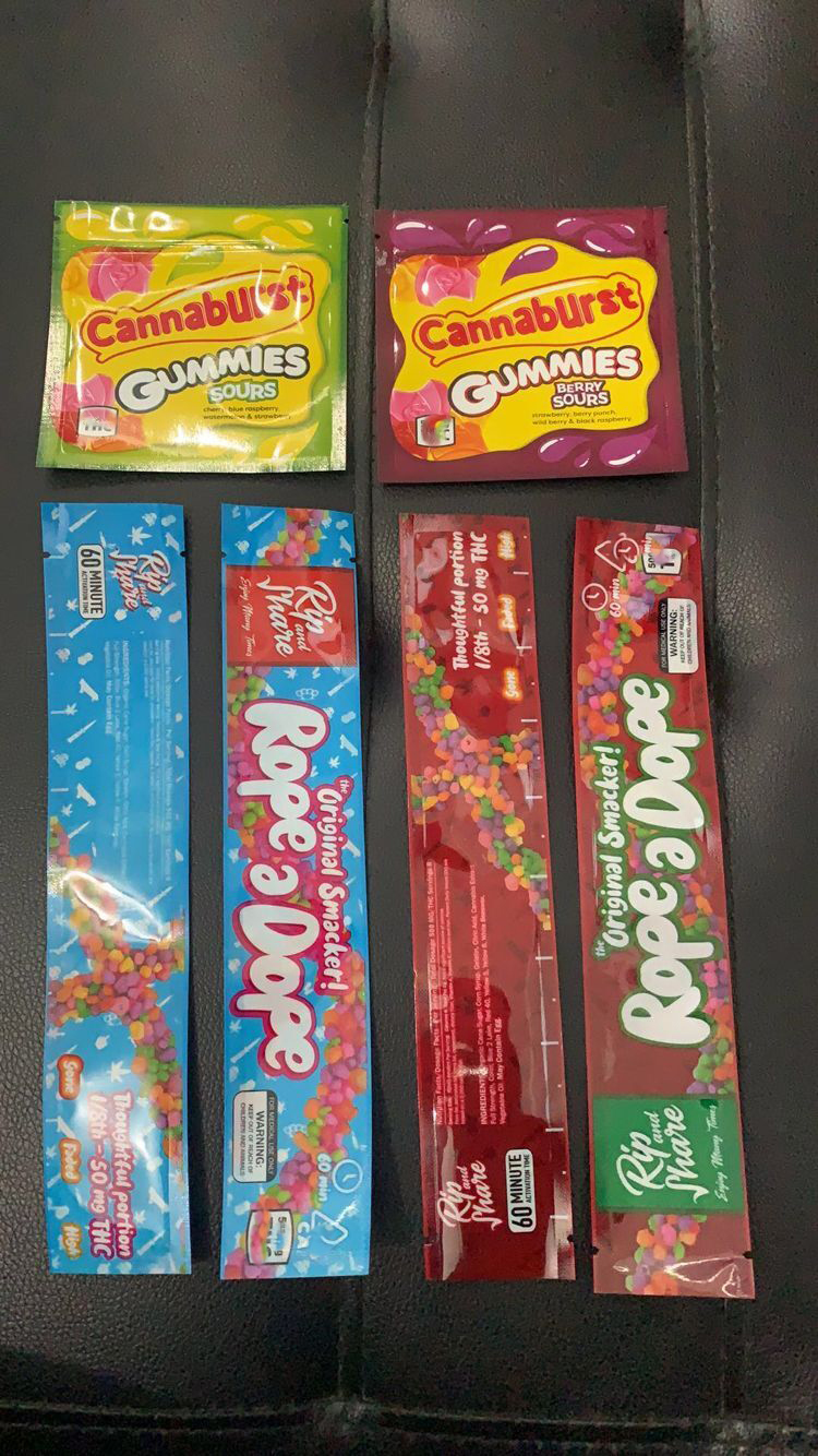 

Empty 500mg Rope and 500mg Gummies Berry sour Sours Bag Packaging Nerds rope bag