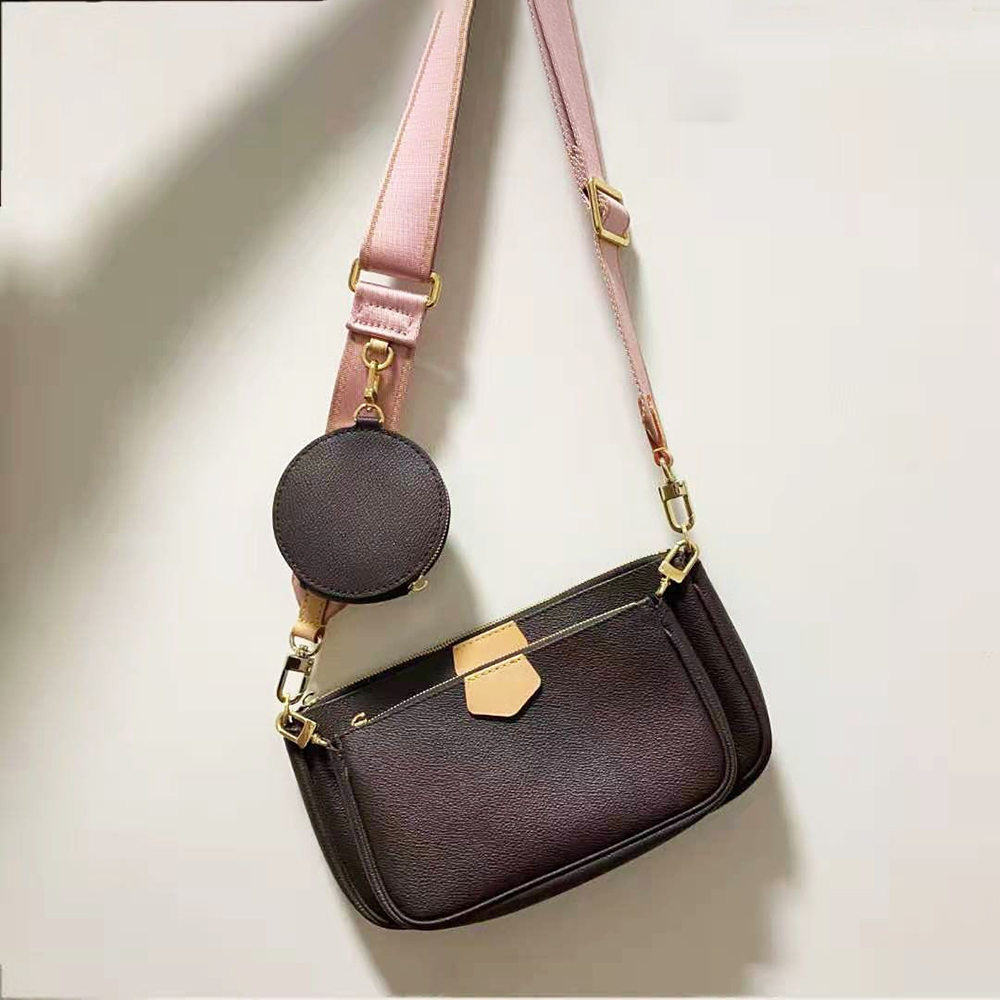 

Paris Fashion 3 piece set women crossbody bag Genuine handbags purses lady tote bags Coin Purse 6-color shoulder strap 7-color pattern no box, Green shoulder strap