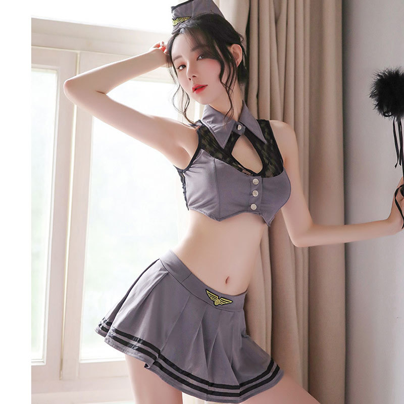 

Sexy female erotic lingerie see through the chest... open underwear... even temptation... flight attendant, Red