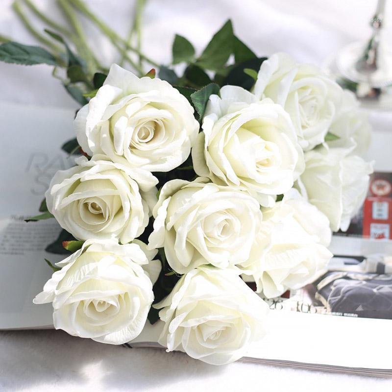 

3pcs/lot Artificial Rose Flower Silk Cloth Plastic Wedding Supplies DIY Home Decoration For Birthday Party Festival1, Red