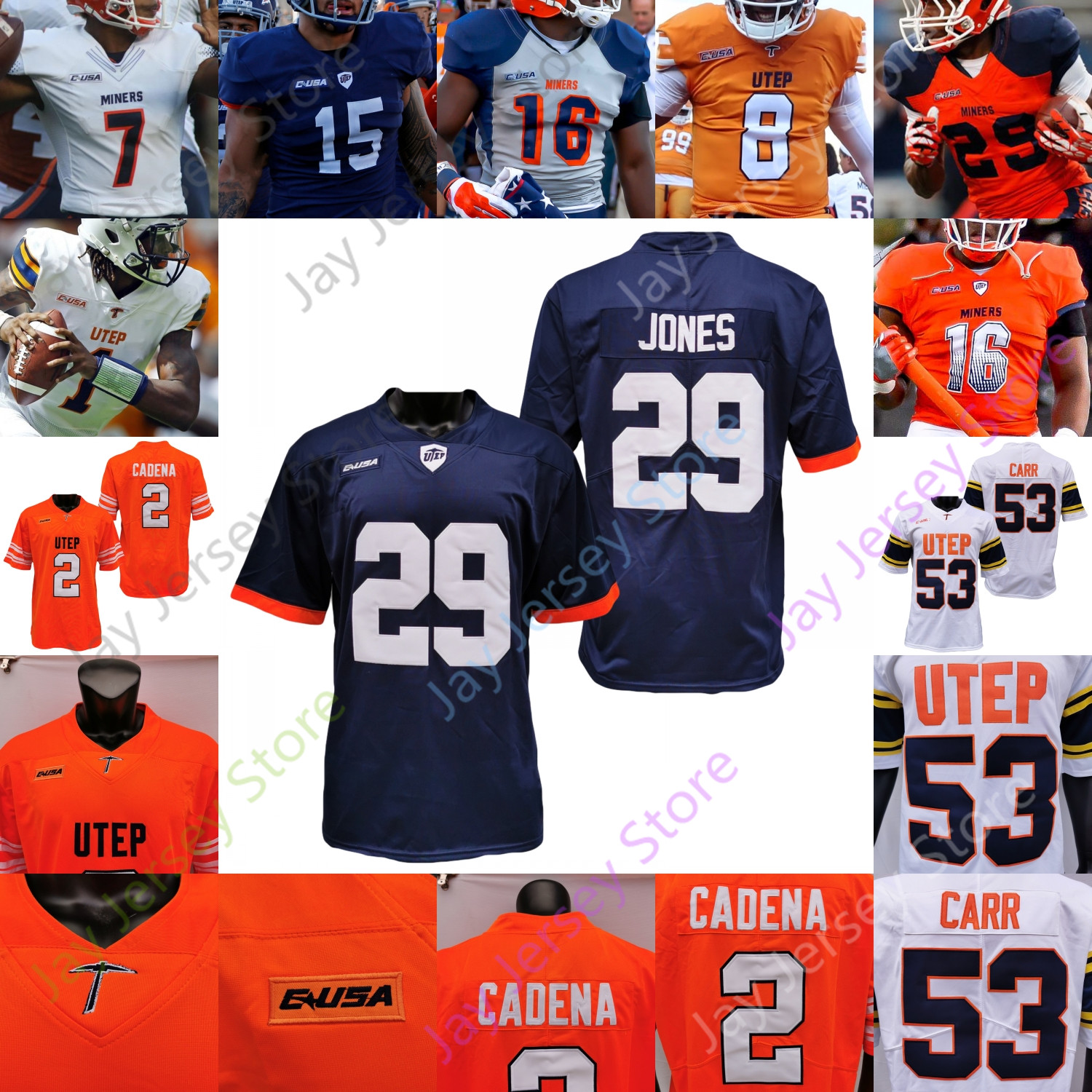 

UTEP Miners Football Jersey NCAA College Josh Fields Aaron Jones Thomas Carr Hardison Hankins Brownholtz Flores Fields Dawn Jr. Knight, Orange ii