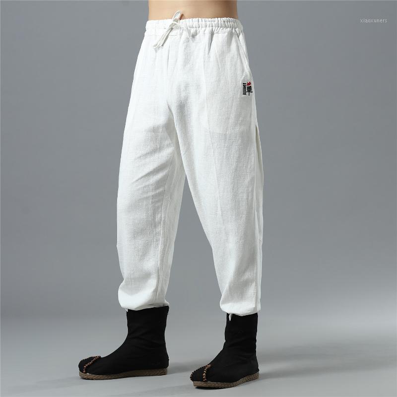 

Linen Casual Pant Men Sweatpant Linen Quickly Dry Loose Sport Pant Running Jogger Fitness Gym Tai Chi Martial Arts Kungfu1, Blue