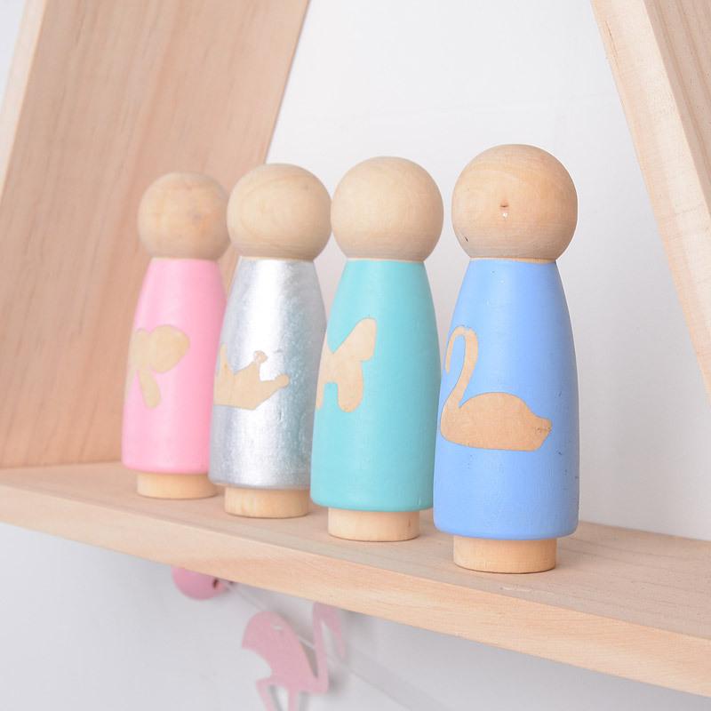 

1PC Wood Peg Dolls Natural Wooden Ornaments Decorative For Nursery Children's Room Decoration Photography Prop JPDZS1215