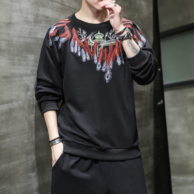 

2021 New Men's Chinese Style Embroidered Hoodies Woman Fashion Long Sleeve Sweatshirts Male Casual Oversize Hoodie Clothing Q823, Navyblue