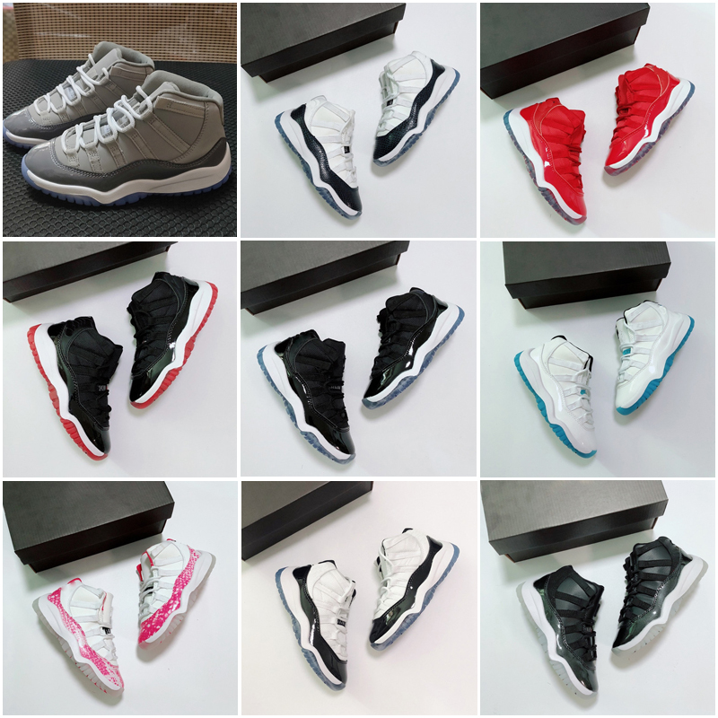 

Hot Kids Jumpman 11 11s Cool Grey Basketball Shoes Space Jam Bred Concord Gym Red Children Boy Girls Midnight Navy sports Sneakers Size 28-35, As photo 4