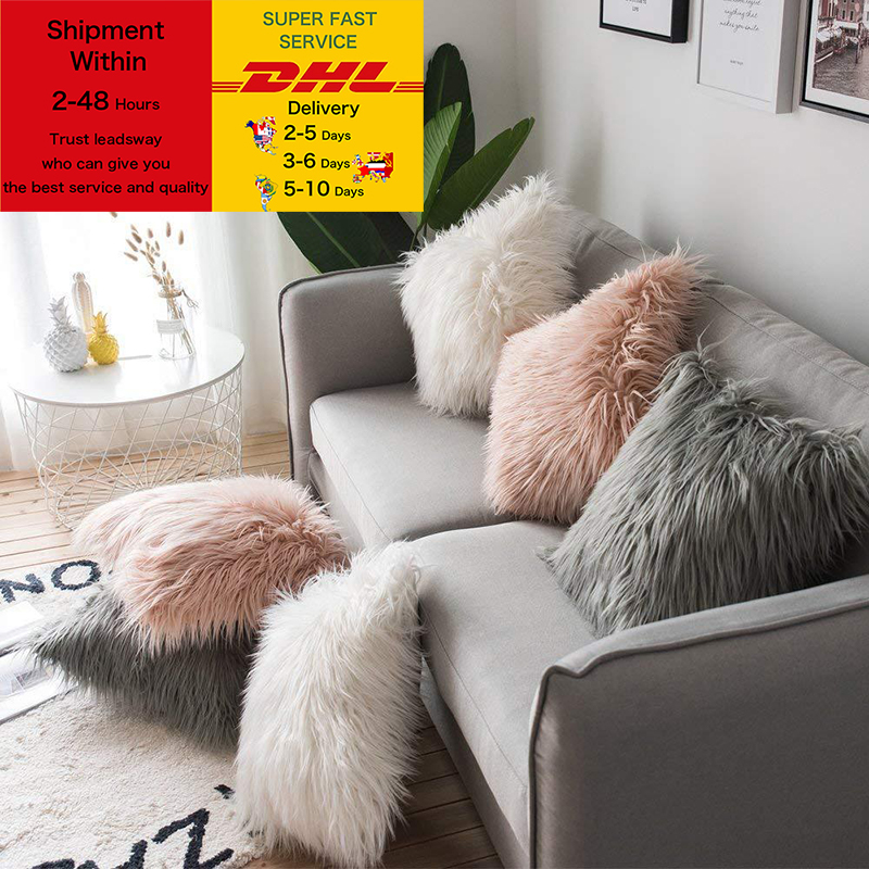 

Soft Fur Plush Cushion Cover Home Decor Pillow Covers Living Room Bedroom Sofa Decorative Pillowcase 45x45cm Shaggy Fluffy Cover DHL Free, As pic