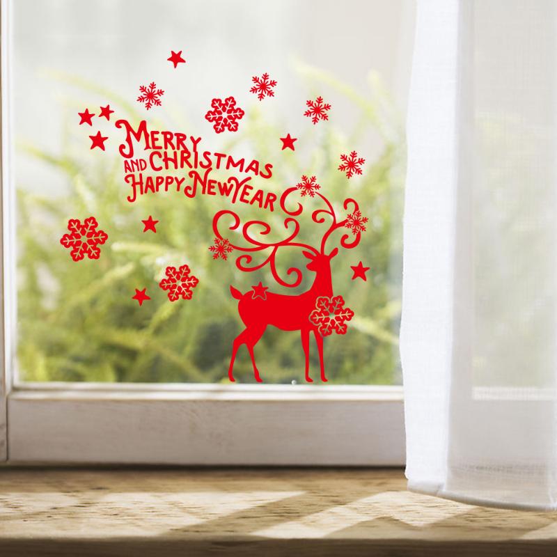 

Removable Christmas window wall stickers bedroom living room glass doors and windows background decoration stickers