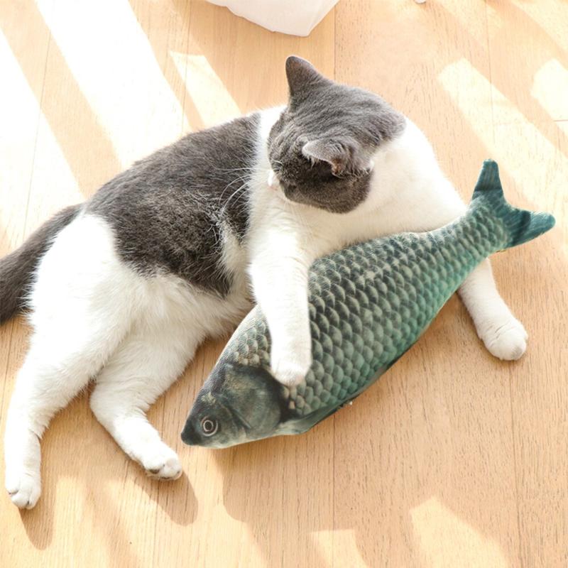 

Pet Soft Plush 3D Fish Shape Cat Toy Electric Cat Chewing Simulation Toy USB Battery Charging Pet Fish Biting Playing