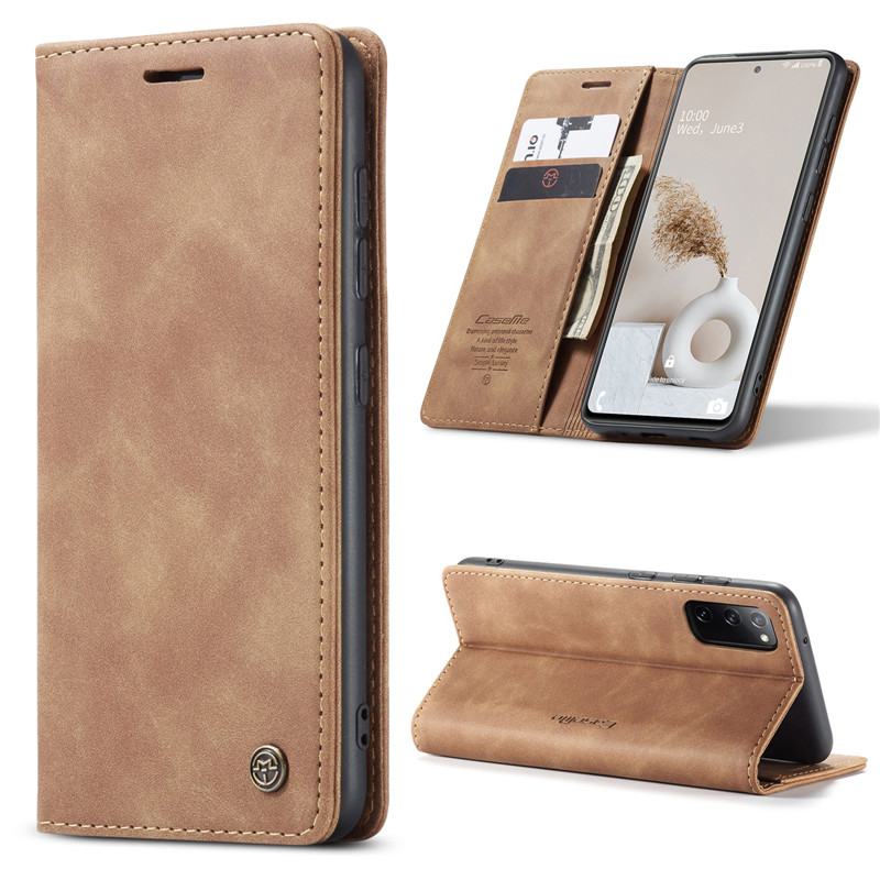 

Multifunctional Leather Retro Cases Frosted Bank Card Holder Wallet Phone Case For iPhone 13 12 11 Samsung Note 20Ultra S20FE S20 S10 S9 S8 A51 A71 M31, Wine red