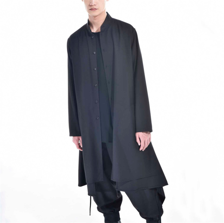 

2021 S-7xl!! New Male Fashions in Black Simple Jacket Long Sleeve Loose Youth Beautiful Shirt OGAA