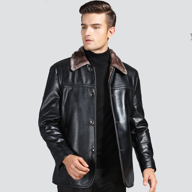 

Black Color: Brown Champagne New Lapel Skin a Simulation Autumn and Winter Leather Jacket of Male Plutonium Vpmj
