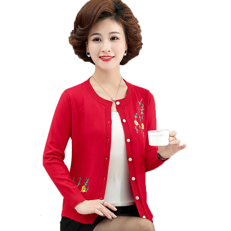 

Spring Autumn Section Fine Male Shirt Midage Cardigan Women's Single-breasted Plus Size Embroidered Knit Sweater R324 Fw75, Pink light