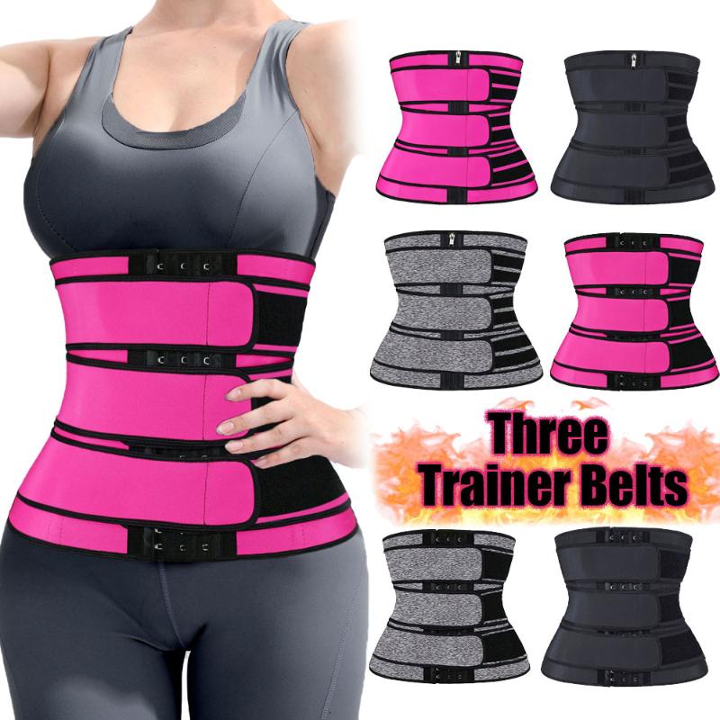 

Women' Shapers Neoprene Sweat Body Shaper Belts Three Waist Trainer Belt Shaping Colombian Girdles Adjustable Slimming Tummy Trimmer Corset, Zipper-2-fuchsia