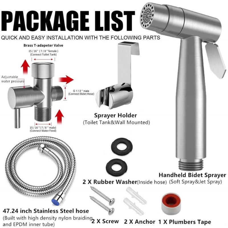 

Bath Accessory Set Stainless Steel Baby Cloth Diaper Sprayer, Hand Held Bidet Spray For Toilet With Brushed Nickel Finish 180821309