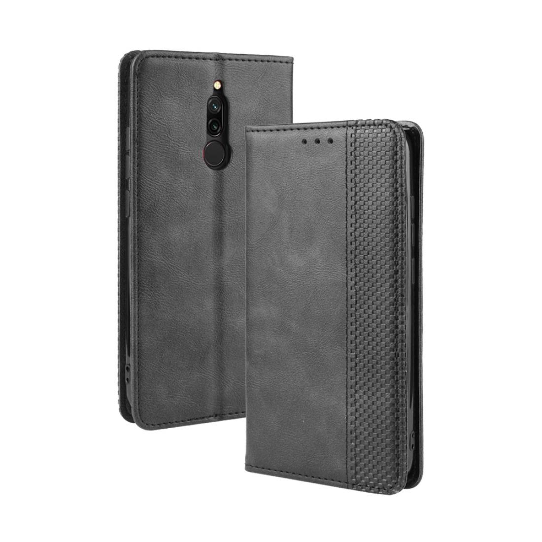 

For Xiaomi Redmi 8 Magnetic Buckle Retro Crazy Horse Texture Horizontal Flip Leather Case with Holder Card Slots Photo Frame