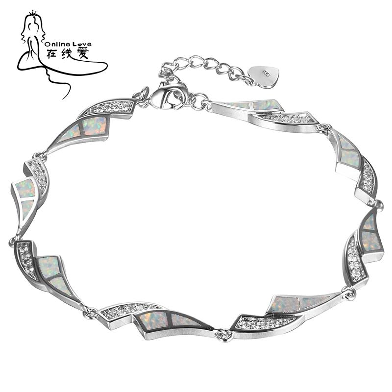 

New White Opal Bracelets for Women Hot Sale Fashion Jewelry Silver Plated Bracelets & Bangles Precious Gift SL002 White