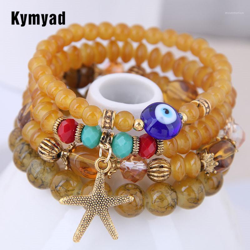

Kymyad (4pcs/set ) Multilayer Bohemia Bracelet Crystal Beads Bracelets For Women Bijoux Seastar Charm Bracelet Femme Jewelry1