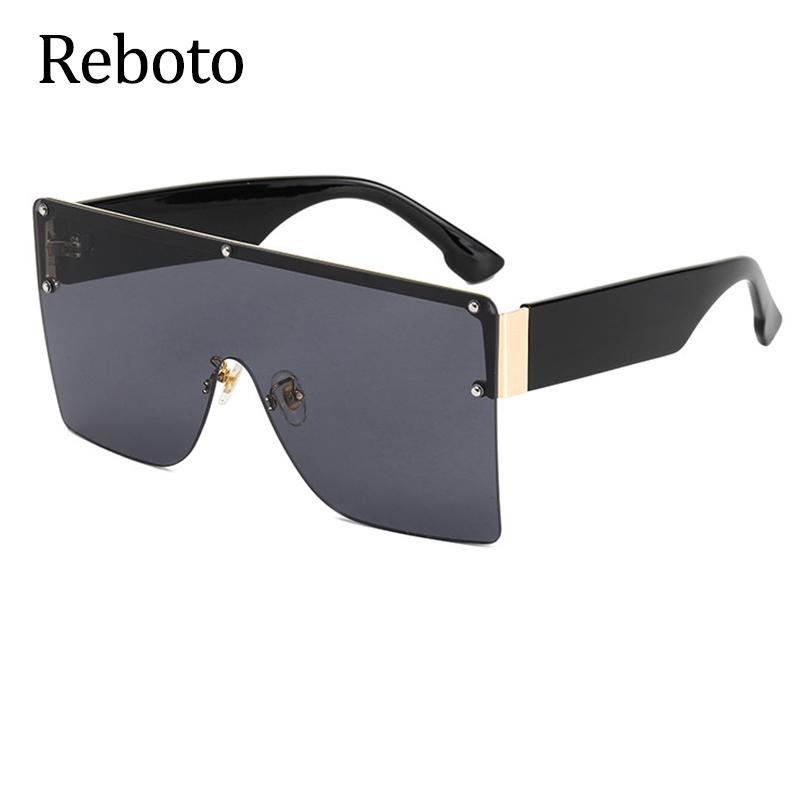 

Sunglasses Vintage Gradient Square Sun Glasses For Women Fashion 2021 Luxury Designer Oversized Black Rimless Female UV400