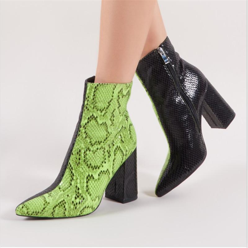 

Dilalula 2020Quality Autumn Ladies Booties Mixed Color Super High Heels Pointed Toe women's Boots Snake Print Dating Boots Women, Yellow