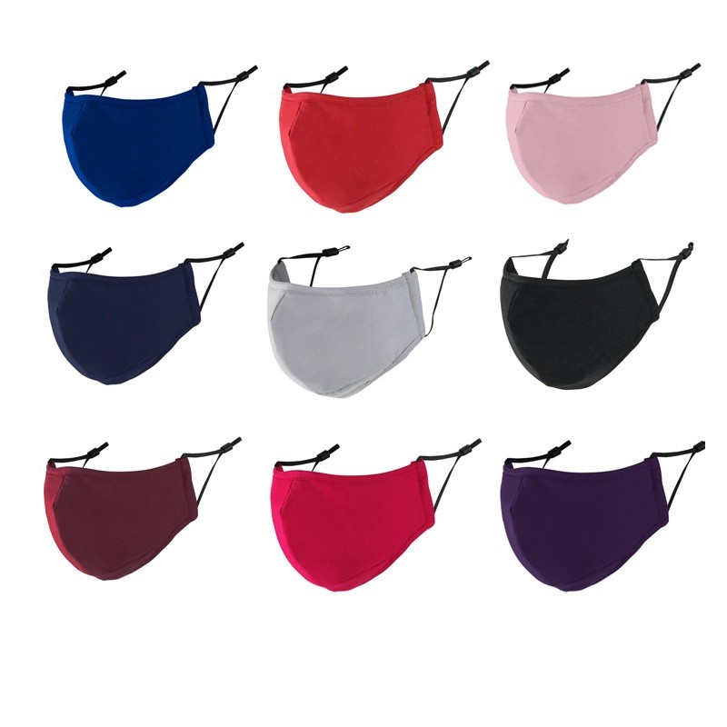 

1pc Pure cotton mask solid color Unisex breathable dust-proof washable anti-haze PM2.5 filter mask can be inserted