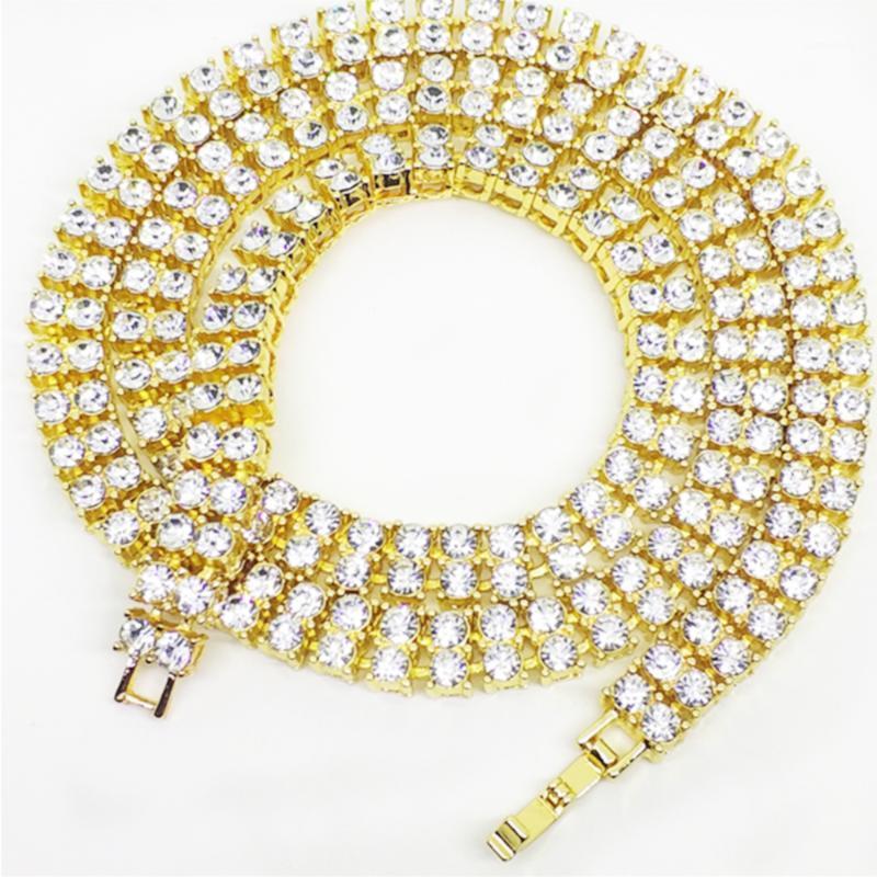

Custom 20"/24"/30" 2 Row Zircon Crystal Necklace Micro pave Zircon Tennis Chain Necklace out Men's Charm Jewelry1