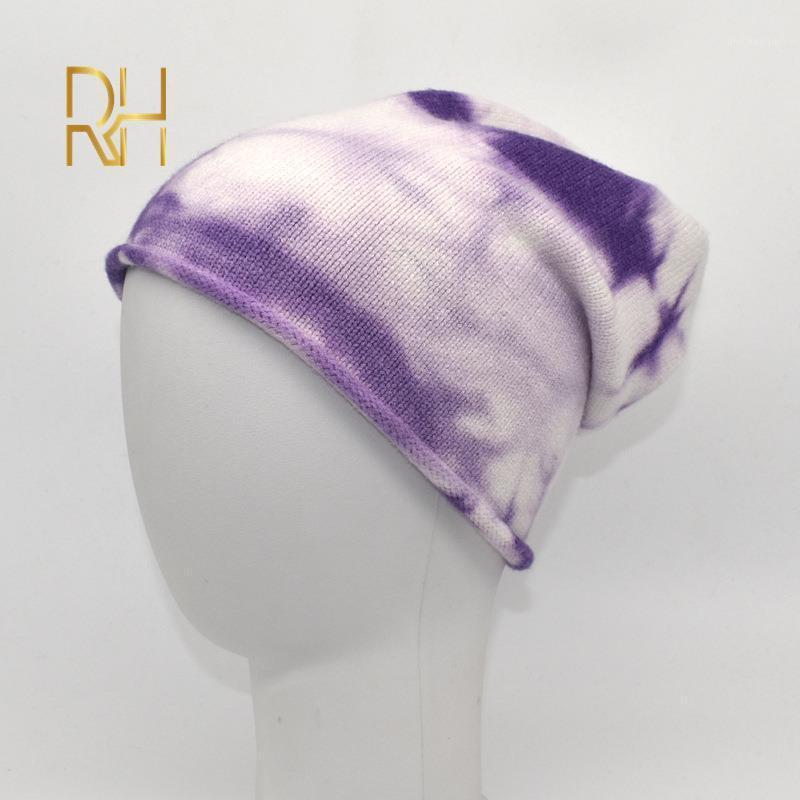 

New Korean Winter Hats For Women Men Bonnet Tie-dyeing Print Slouch Knitted Hat Thick Warm Caps Mens Casual Knitted Beanie Cap1