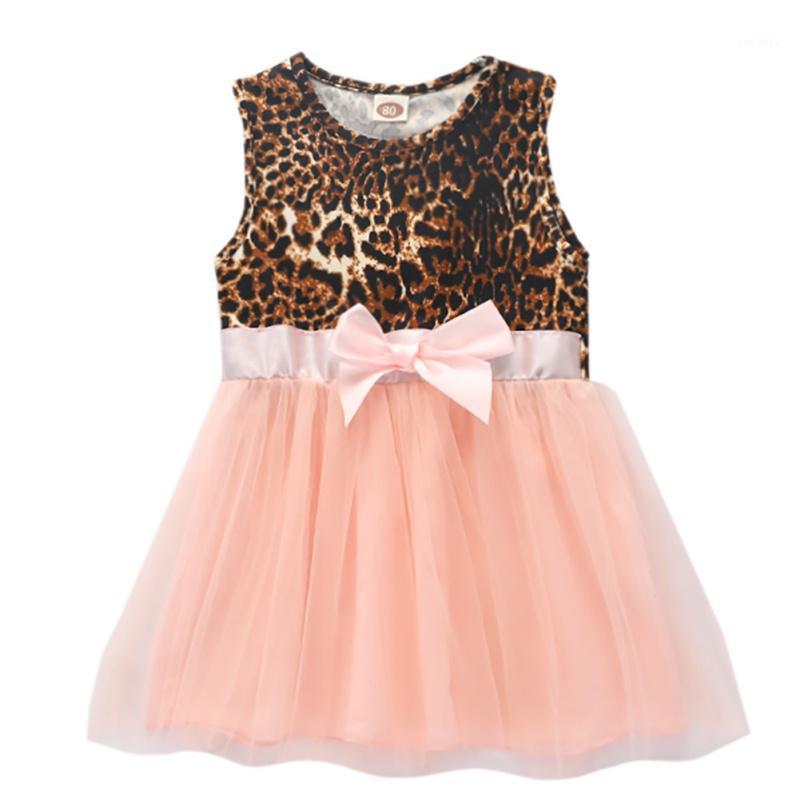 

Summer Girls Dress Vestidos Princess Leopard Clothes Kids Dresses Baby Printing Gauze Party Children Sleeveless Dress Hot1, Brown