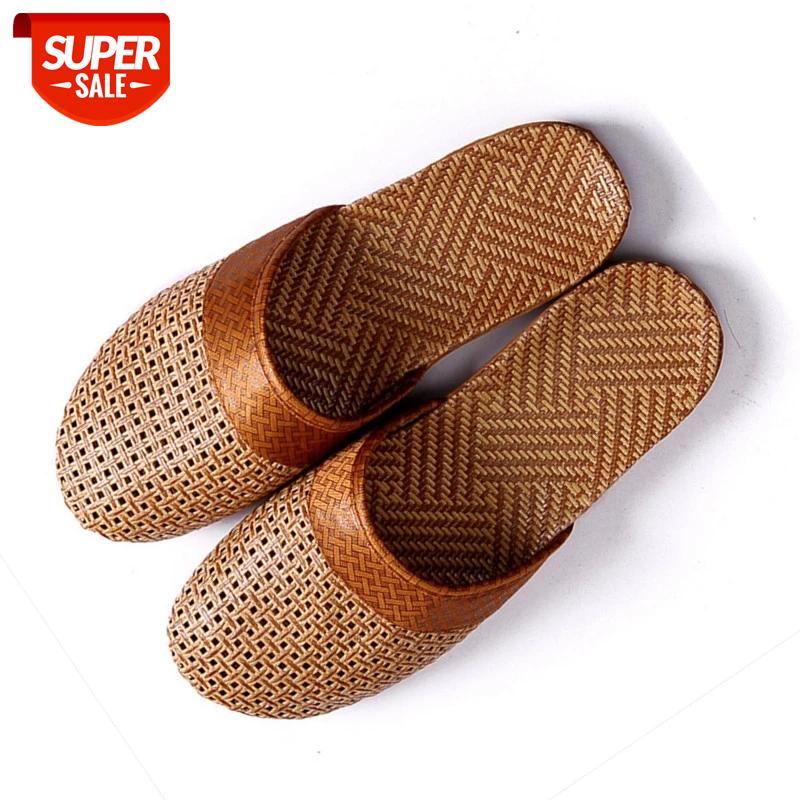 

Suihyung New Men Summer Shoes Slippers Flax Weaving Breathable Non-slip Male Sandals Beach Flip Flops Man Indoor Slippers Slides #aW9s