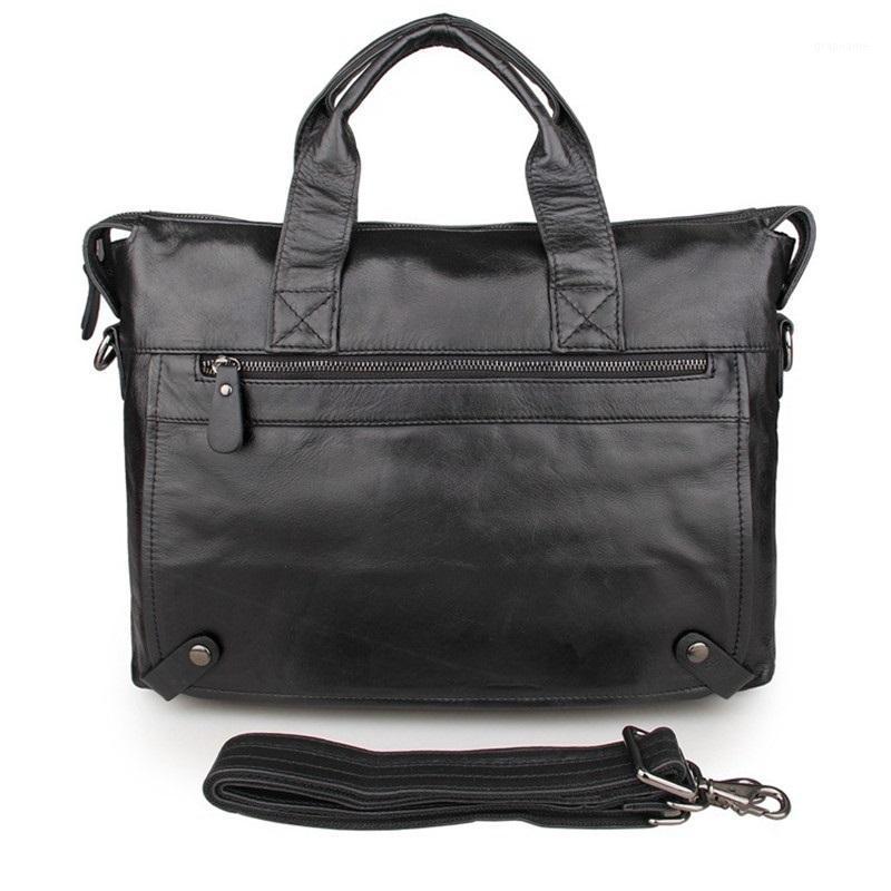 

Father's Day Gift Men's Vintage Cow Leather Briefcase Messenger Shoulder Portfolio Laptop Bag Case Handbag Shoulder Bags For Men1, Black