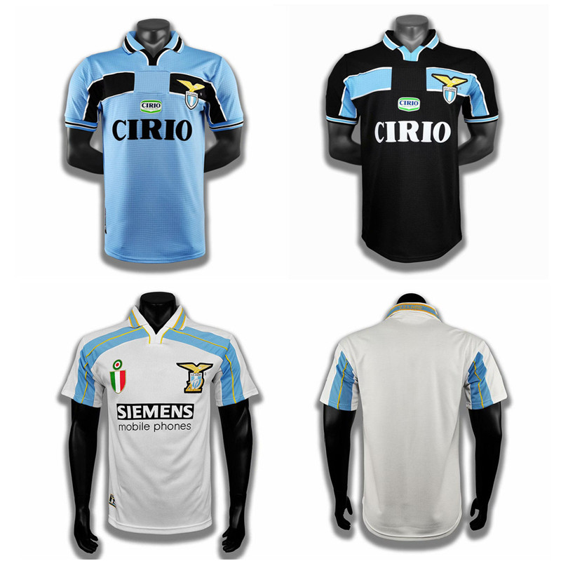 

Top 1998 Lazio soccer jerseys SALAS MIHAJLOVIC football shirt 00 01 VERON STANKOVIC jersey MANCINI NESTA NEDVED maillot de foot, Lazio1998home