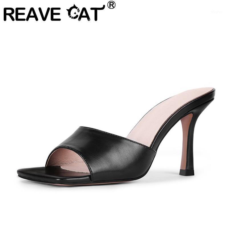 

REAVE CAT Women Sandals New 2021 Peep Toe 9cm High Thin Heels Simple Classic Big Size 34-42 Casual Date Summer Yellow A33731, Black