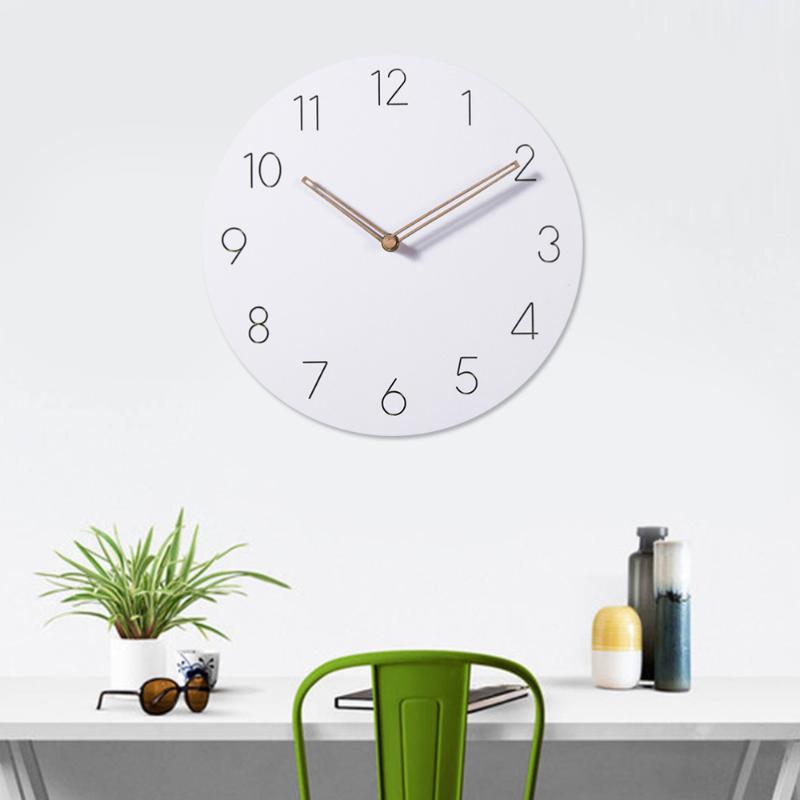 

Simple Mute Wooden Wall Clock Round Creative Clock for Home Bedroom Living Room without Battery (White