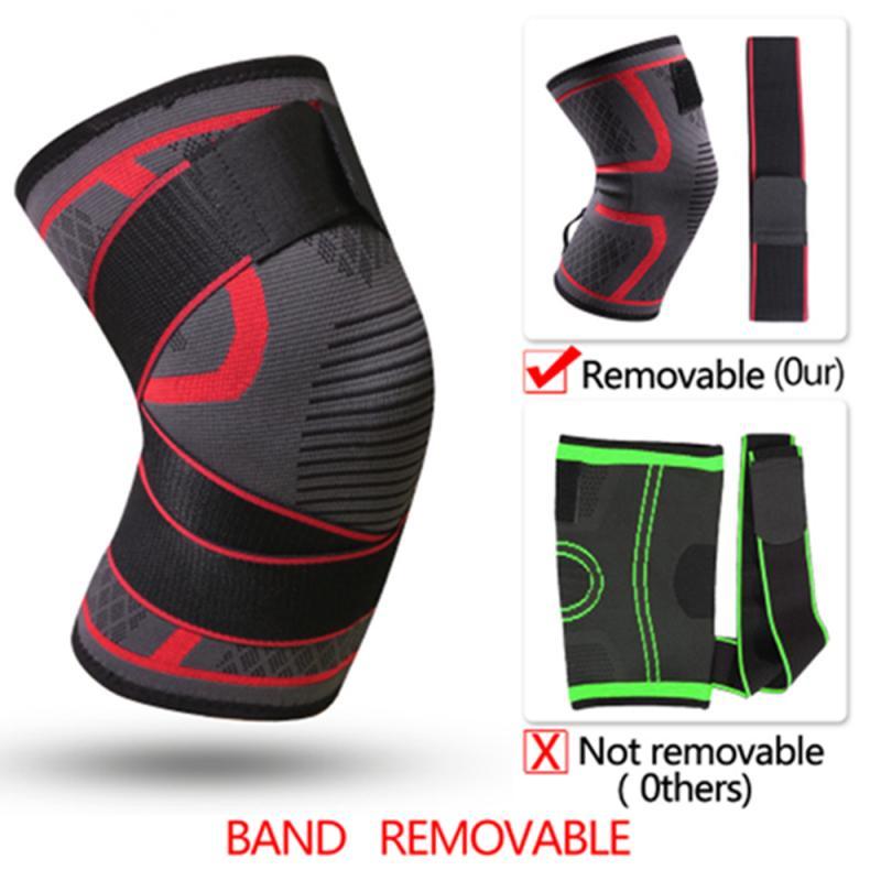 

1PC Removable Pressurized Knee Protector Outdoor Badminton Running Fitness Mountaineering Nylon Knee Protector, Black-detachable