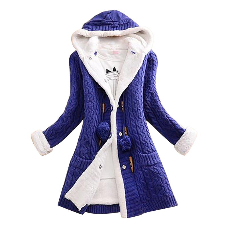 

Autumn Winter Women Hooded Fleece Liner Sweater 2021 Fashion Solid Knitted Cashmere Cardigan Female Soft Warm Long Jacket Tops, Beige
