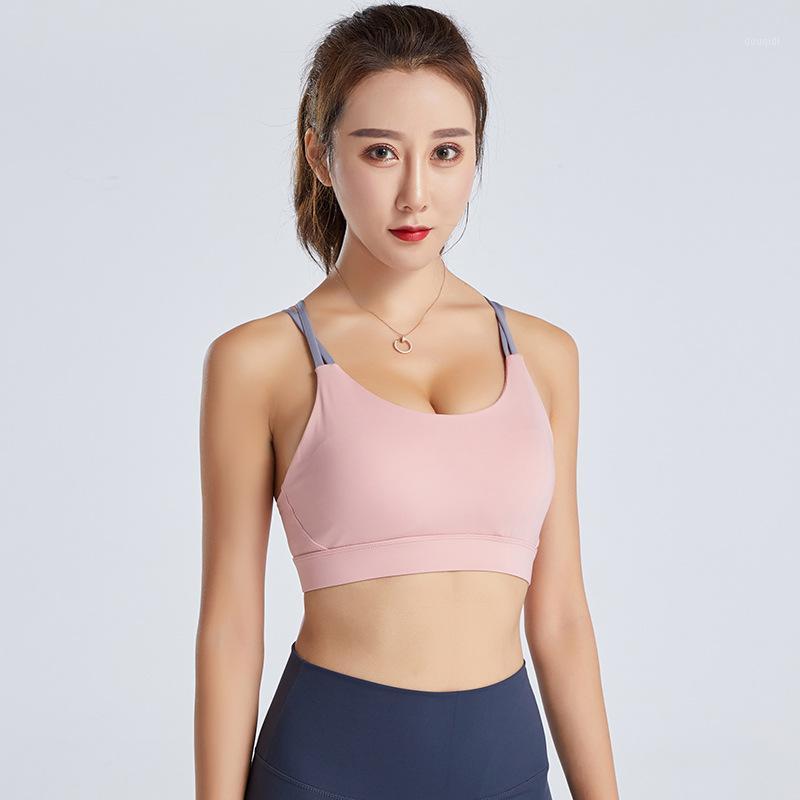 

Sports Underwear Womens Running -resistant Push up Stereotypes Yoga Beauty Back Vest Fitness Bra /301, Grey pink