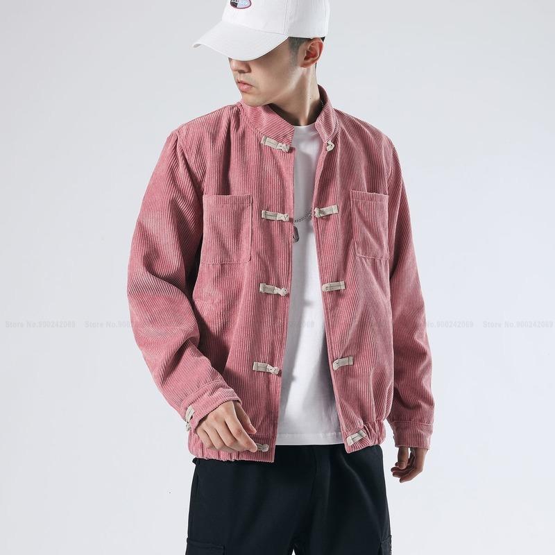 

Traditional Chinese Tops For Women Solid Color Buckle Corduroy Jackets Autumn Men Japanese Fashion Streetwear Oversized Coats