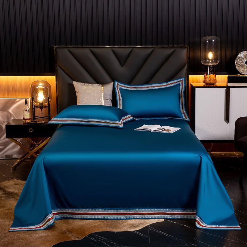 

100S Egyptian cotton flat bed sheet  size High-end premiumrbed sheets Solid color twin queen size bed lines sheet