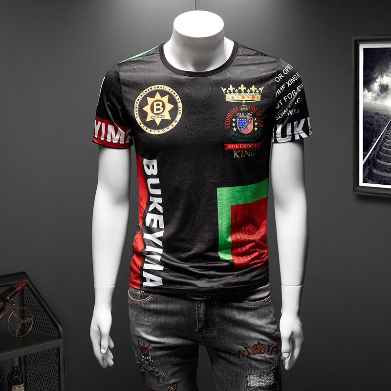 

2020 Size 7xl Big Summer t 3d Printed Short Sleeve Streetwear Men's Silk Shirt Respitable Ice Funny T-shirts Kcwo, Black