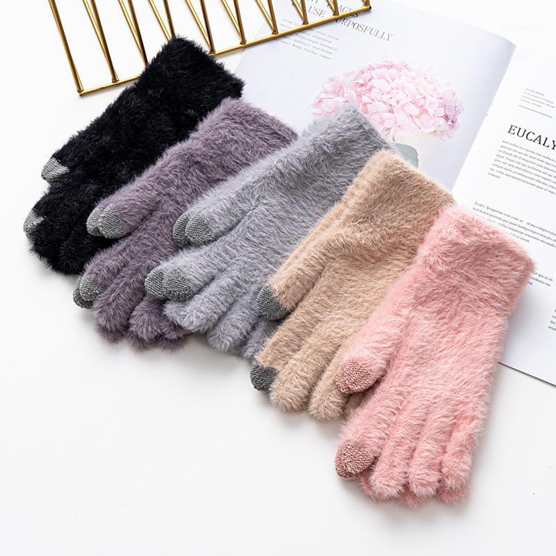 

2020 Knitted Women Gloves Wool High Quality Soft Keep Warm Mittens Ladies Thick Plush Autumn Driving Female Gloves1