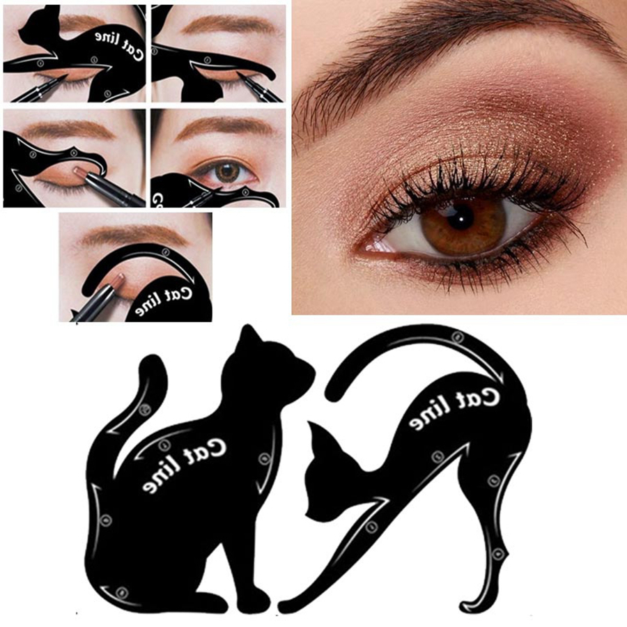 

Cat Line Eye Makeup Tool Eyeliner Stencils Template Shaper Model Beginners Efficient Eyeline Card Tools 1pair