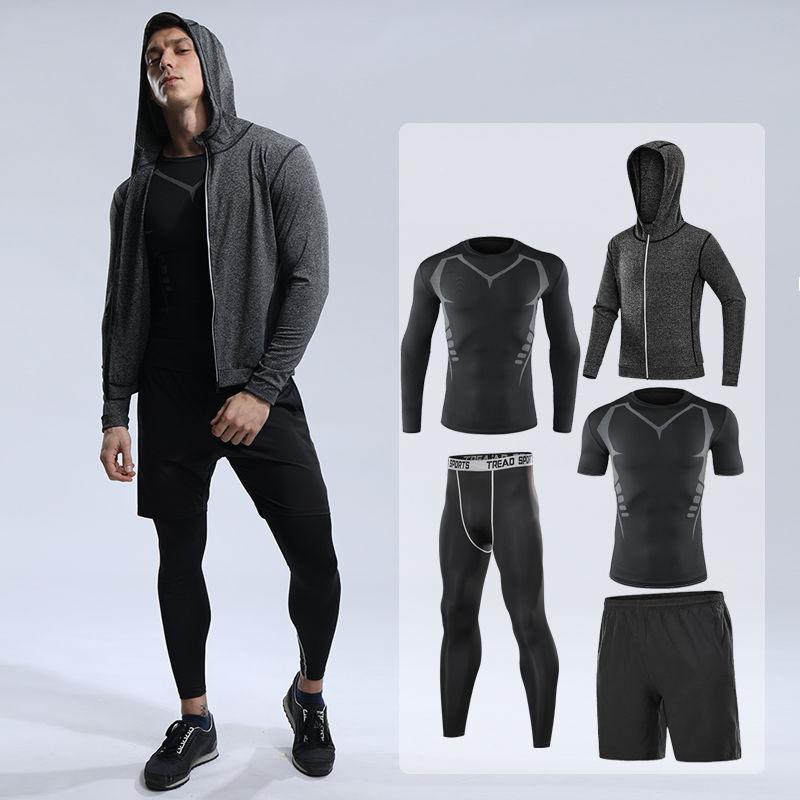 

Breathable Running Sets Kids Men Sport Suit Jogging Basketball Underwear Sportswear Gym Tights Soccer Tracksuit Training Clothes, 17