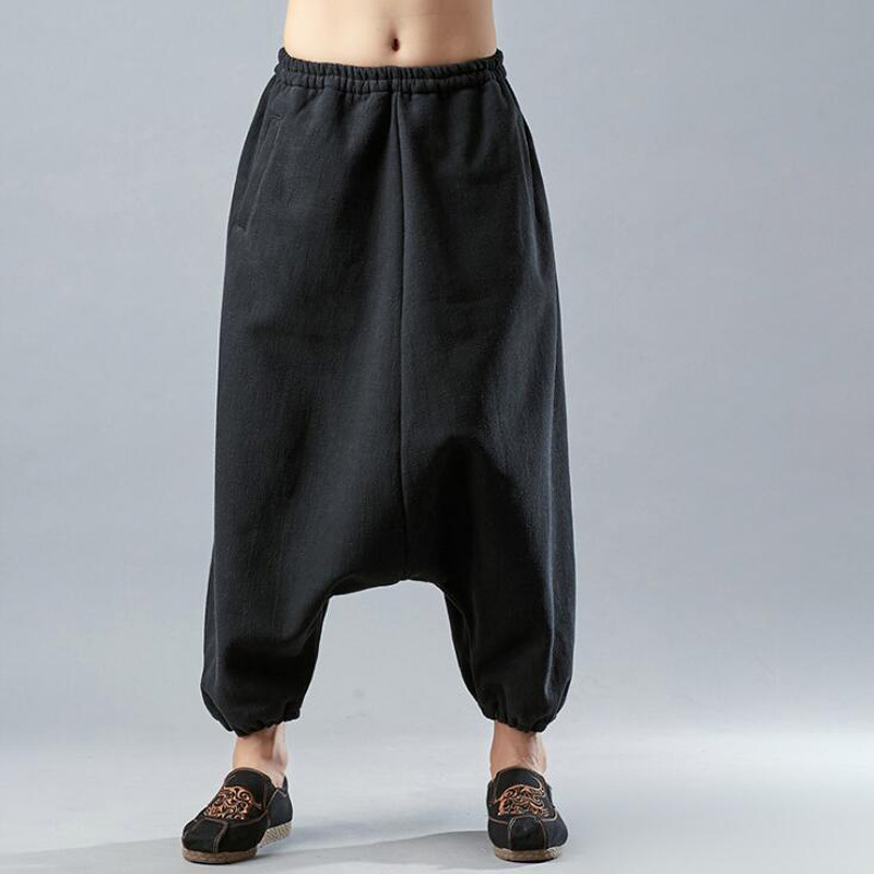

2021 Men's Cross Wide From Cotton Gross for Men Wear Warm Pants 12f4, Black