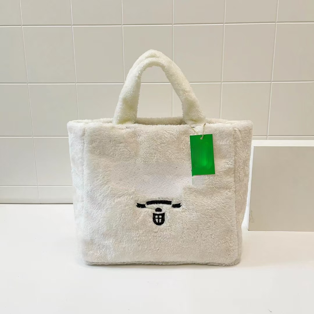 

Teddy Tote Bag Fur Tote Crossbody Mini Handbag Fashion Trend Designer Bags Large Capacity Totes for Lady, White