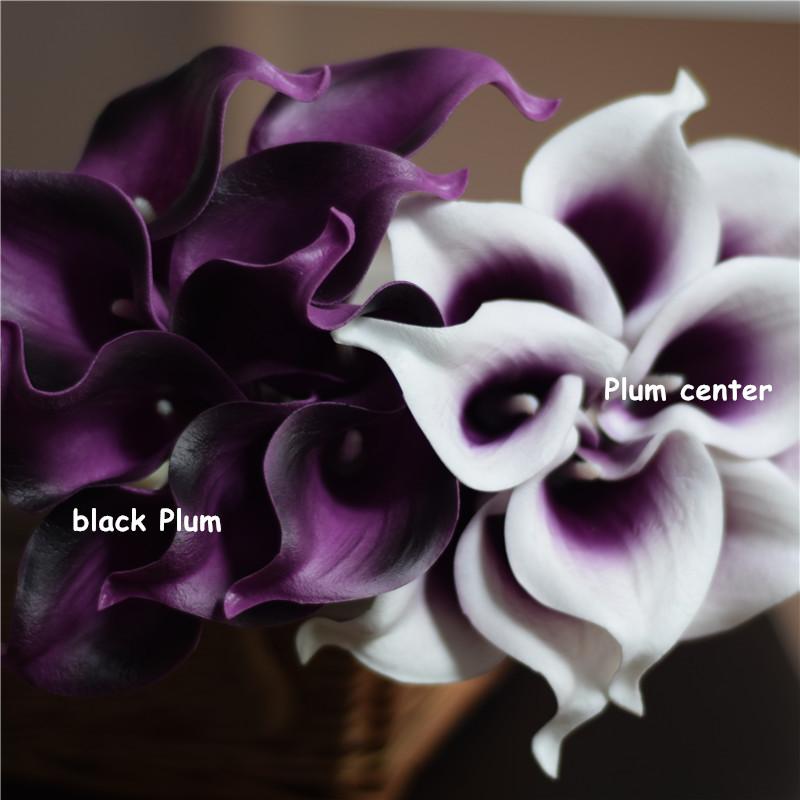 

20pcs Artificial Flowers PU Calla Lily DK plum flores Bouquets Wedding Decoration Fake Flowers Home Decoration Artificial Plants, As picture