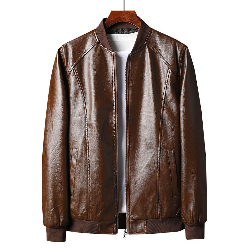 

Male brand plutonium leather fashions casual business motorcycle winter turn to pale black brown wind jacket 4xl 5xl, Red